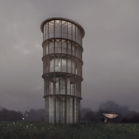 Capturing Wind Through Horticultural Fleece and Steel Structure in a Scenic Observation Tower