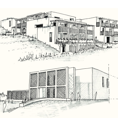 Perforated Brick Screens and Natural Wood Framing in a Vineyard Retreat