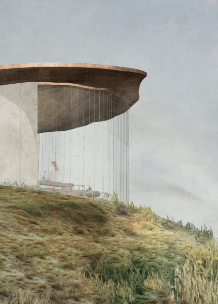 Rounded Spaces and Earthy Tones in Vineyard Gathering Venue