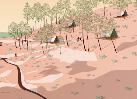 Natural Clay Tiles and Local Pine Design Elements in an Eco-Friendly Family Retreat