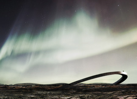 Cantilever Observation Platform Embracing Volcanic Landscapes with Natural Wood and Concrete