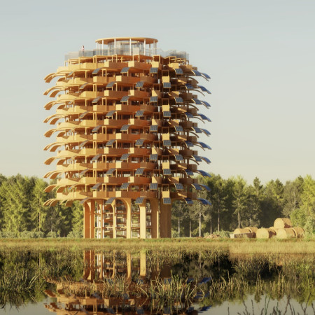 Leafy Observatory Cells Supported by Steel in a Sustainable Structure