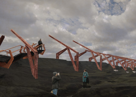 Corten Steel Arches Bridging Tectonic Forces in Iceland's Dynamic Landscape