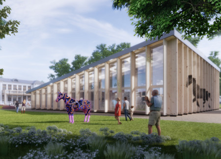 Glazed Elevations and Outdoor Pavilions in a Revitalized Horse-Cultural Center