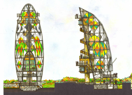 Charred Wood Tower Embracing Light and Height in Natural Settings