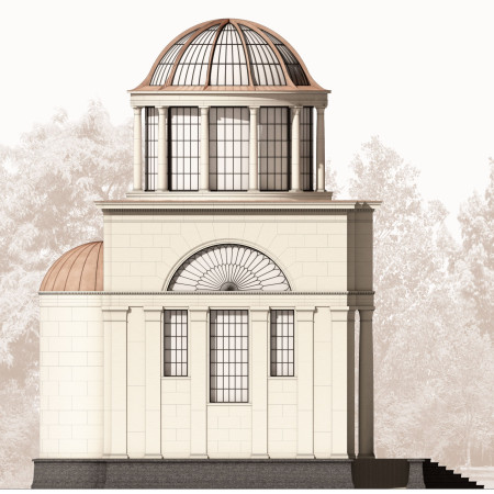 Groin Vaults and Basalt Structures in a Contemplative Memorial Space