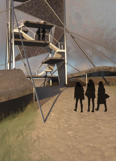 Steel Columns and Geological Engagement in a Tectonic Landscape