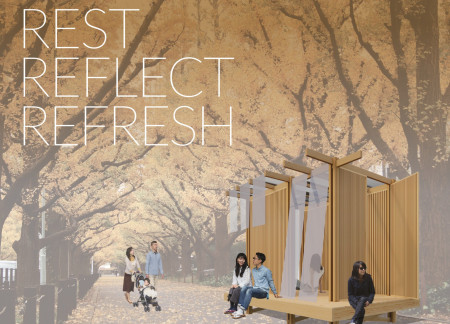 Noren Entrance Framing a Wooden Sanctuary for Urban Reflection