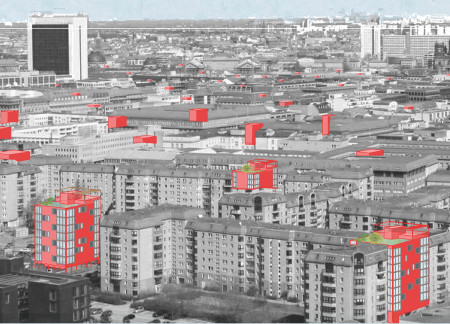 Social Housing Grid Integrating Shared Roof Spaces and Community Parks