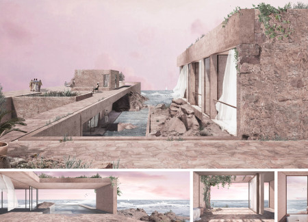 Reflective Water Mirror and Local Stones in Healing Center Design