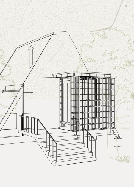 Timber Framework and Chidori Joinery in a Nature-Connected Essence Processing Space
