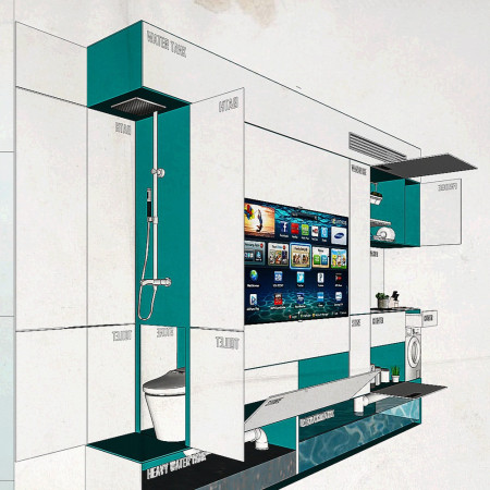 Water Management Focus with Clear Tanks and Community Spaces