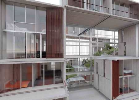 Terraced Green Spaces with Wood Modules and Low-E Glass Integration