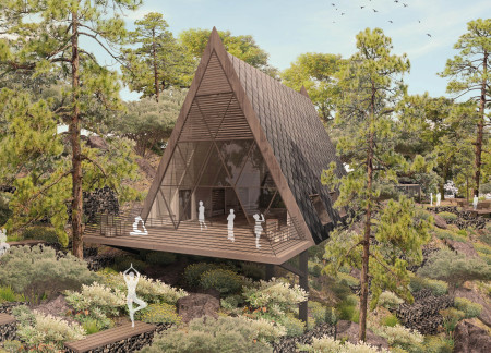 Charred Wooden Shingles and Cross-Laminated Timber Define a Multifunctional Urban Space