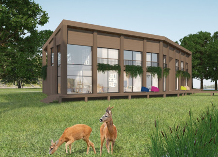 Grass Roof Habitat Integrating Wood and Biodiversity