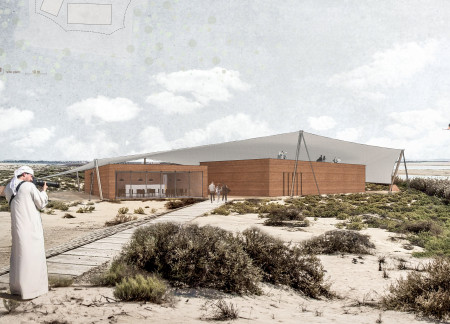 Flamingo-Inspired Structure with Ptfe Membrane and Rammed Earth Walls