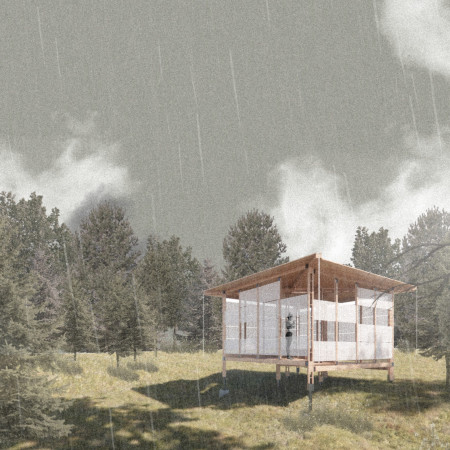 Radiata Pine Structure with a Central Skylight for Meditation Retreat