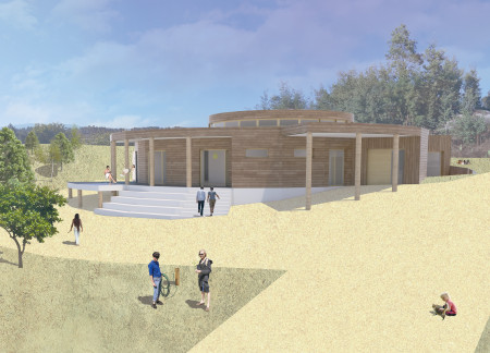 Spiral Community Hub with Photovoltaics and Natural Ventilation