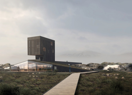 Burned Wood Cladding and Green Roofs Enhancing Visitor Experience Within Volcanic Caves