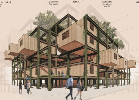Steel Framework with Green Roofs for Community Living