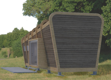 Glulam Frame Surrounded by Nature in a Compact off-Grid Living Space