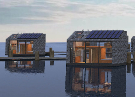 Recycled Plastic Bricks and Mass Timber Create Sustainable Floating Micro-Homes