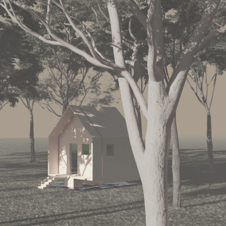Central Altar and Exposed Timber in a Tranquil Meditation Space