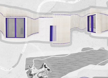 Curtain-Defined Living Spaces Crafted with Clay and Straw