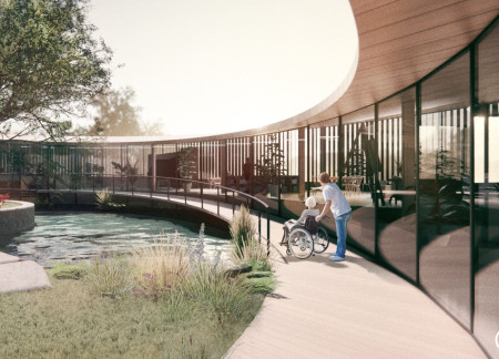 Limestone Harmony with Central Garden in Healing Hospice