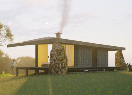 Embodying Healing Through Granite and Water Elements in a Retreat Cabin