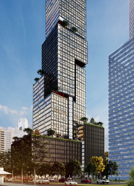 Perforated Aluminum Skin and Green Terraces Redefining Urban Office Space