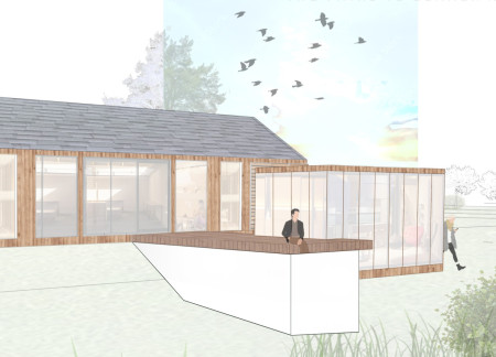 Gable Roof Atelier Harmonizing Private Living and Scenic Lake Views