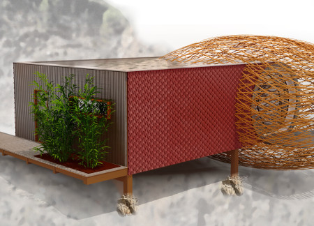 Rainwater-Cooled Space Enhanced by a Bamboo Cylinder for Meditation