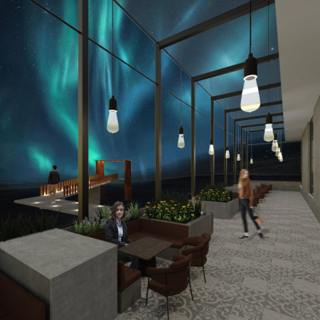 Glazed Surfaces Embrace Northern Lights in Nature-Inspired Dining Experience