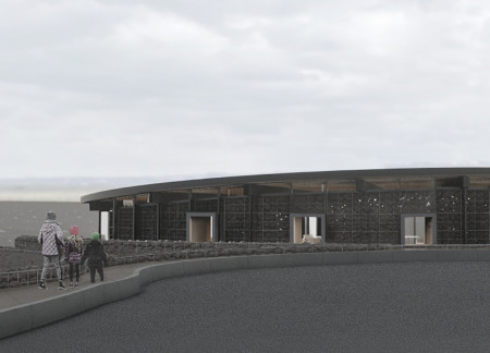 Gabion-Trombe Wall Structure Blending Volcanic Landscape with Visitor Amenities