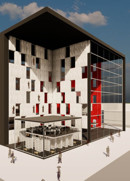 Climbing Center with Dual Circulation and Stacked Terraces