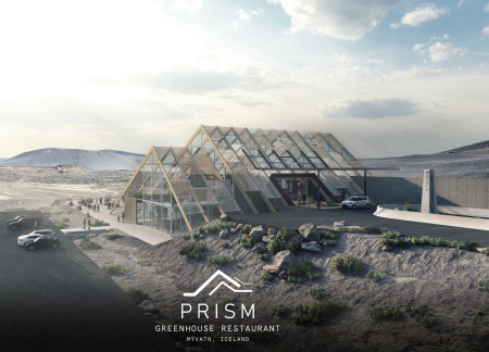 Floating Roofs and Greenery: a Greenhouse Gallery in M&yacute;vatn