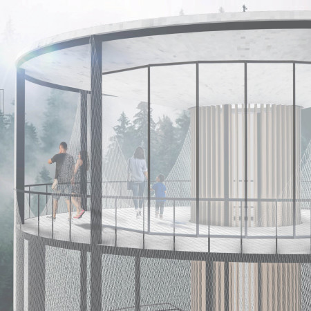 Harmonious Integration of Metal Mesh and Wooden Louvers in an Ecotourism Observation Tower