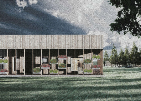 Courtyard-Centered Home Featuring Cantilevered Truss Elements and Succulent Greenery