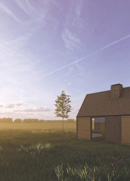 Central Chimney and Larch Cladding in a Timeless Retreat Embracing Folk Traditions