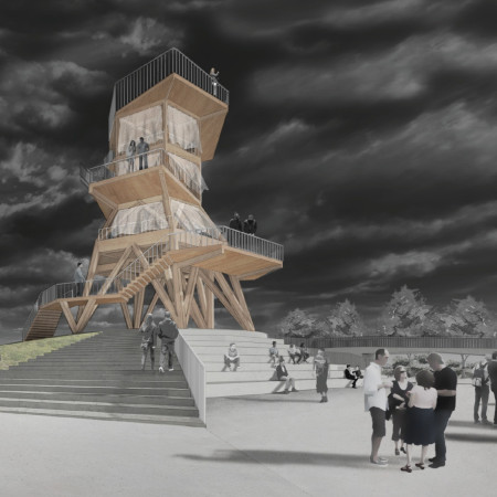 Timber Pavilion on Levees for Tsunami Resilience