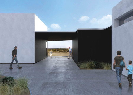 Radial Pathway and Display Windows in a Wetland Visitor Center