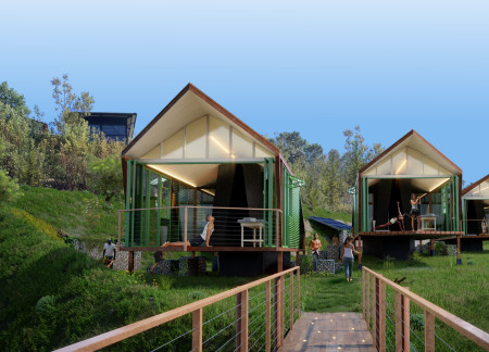 Gabion-Structured Meditation Retreat in a Serene Natural Setting