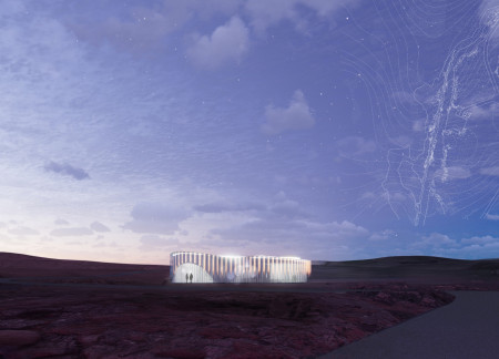 Rammed Earth Walls Envelop a Glazed Space for Cultural Engagement