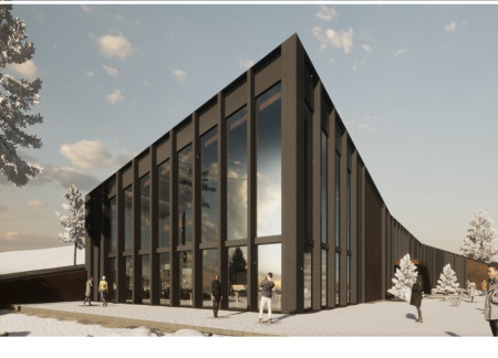 Stepped Green Roof with Corten Steel Accents in a Sustainable Restaurant