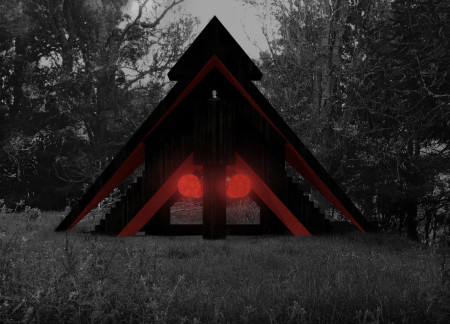 Vantablack Exterior and Red Interior Define a Contemporary Meditation Space