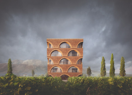 Clinker Layers Emphasizing Natural Light in Vineyard Guest Accommodations