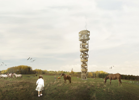 Vertical Growth Through Steel Frame and Wooden Batten for Nature Conservation