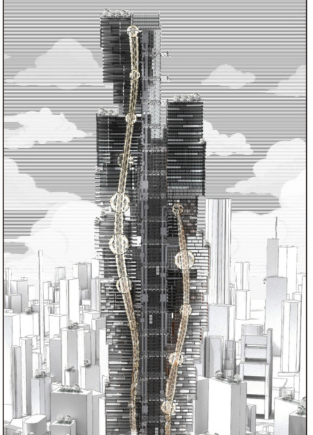 Vertical Movement Enhanced by Wind Tunnel Integration in Urban High-Rise