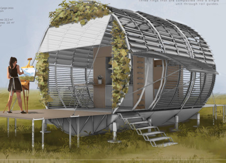 Solar-Powered Shelter with Jalousie Windows and Sustainable Systems